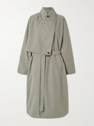 Tibi Trench In Shell A Strati Con Cintura Frank - Grigio