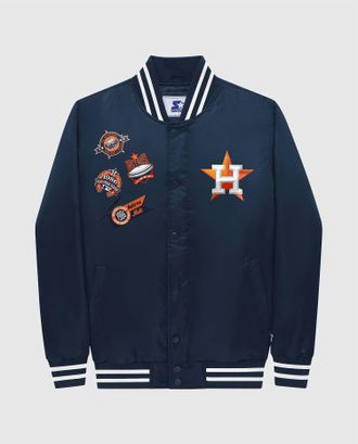 Starter Mens Houston Astros Varsity Satin Full-Snap Jacket In Navy