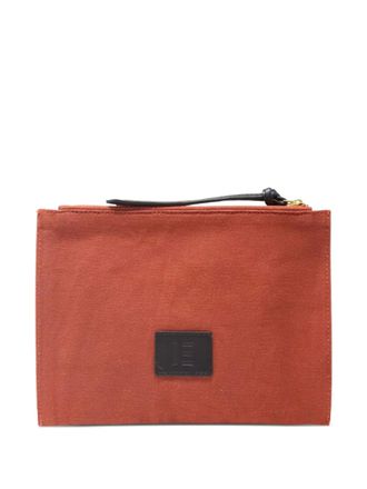 Inou&iuml; Editions embroidered clutch bag - women - Cotton/Leather - One Size - Orange