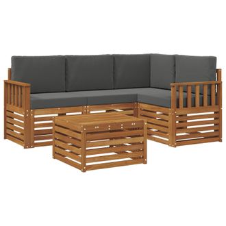 vidaXL Conjunto De Sof&aacute;s De Exterior 5 Pcs Natural Y Antracita Vidaxl