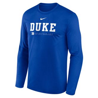 Nike Duke Courtside Basketball Shootaround Legend Nike Mens Dri-FIT College Long-Sleeve T-Shirt in Blue | 02TJ4EVDU-NK9