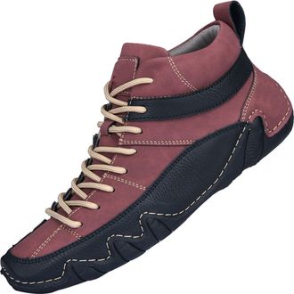 Generic Casual Trainers for Men High Top Trainers Leather Ankle Boots Lightweight Barefoot Shoes Hiking Sneakers Breathable Lace Up Shoes Non Slip Work Shoe S