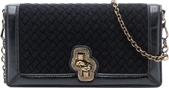 Bottega Veneta Tweedehands Karung Bies Gebreide Intrecciato Knoop Clutch Aan Ketting