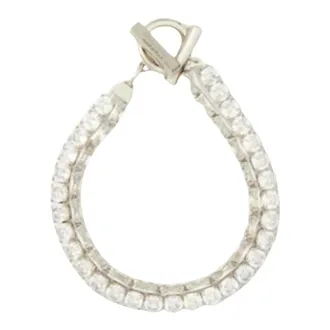 Ferragamo Bracciale a doppia catena con cristalli - - Accessories - Donna - Bianco - ONE SIZE
