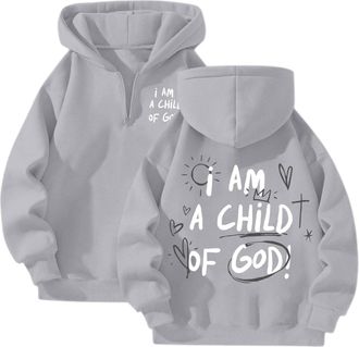 Generic I Am A Child of God Hoodie Christian Sweatshirts for Women Faith Religious God Jumpers Pullover Long Sleeve Tops with Pocket
