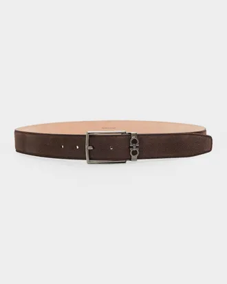 Ferragamo Men & apos;s Adjustable Suede Belt