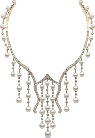 Yoko London Collana in oro giallo 18 carati con perle Akoya e diamanti