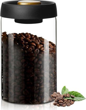 OEM Dailygoods, Lata De Vidrio Para Caf&eacute; Al Vac&iacute;o De 1200 Ml: Recipiente De Vidrio Para Granos De Caf&eacute; Con Tapa Al Vac&iacute;o