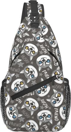 Generic Cartoon Dogs Husky Puppies Crossbody Bag Trendy Shoulder Bag Anti Theft Sling Backpack For Casual Shopping Runner