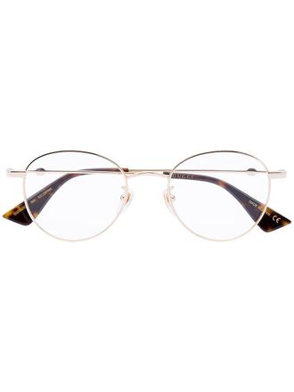 Gucci bee detail round-frame glasses - women - Acrylic/Acetate - 50 - Gold