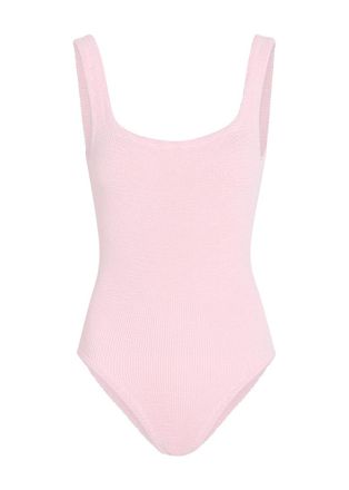 Hunza G Square-neck Crinkle Swimsuit - Light Pink - One Size
