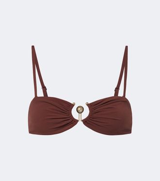 CHRISTOPHER ESBER Embellished ruched bikini top