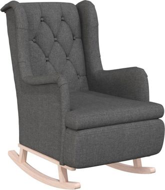 vidaXL Sillón con patas mecedoras madera caucho terciopelo gris oscuro vidaXL