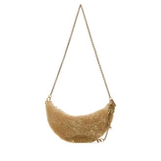 Chlo&eacute; Beige Shearling Mini Halfmoon Shoulder Bag