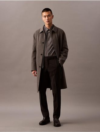 Calvin Klein Mens Refined Wool Blend Slim Trouser - Black - 30W x 30L