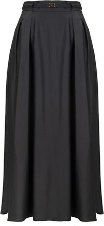 Elisabetta Franchi Uitlopende midi-rok - Dames - Midirokken - Grijs - M - Polyester - Rokken