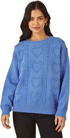 Yumi Heart Detail Relaxed Knit Sweater in Blue at Nordstrom, Size Medium