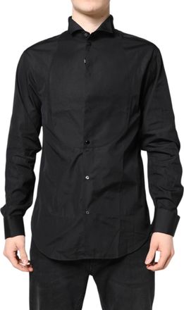 Emporio Armani Black Cotton Long Sleeves Formal Dress Mens Shirt (Pre-Owned)