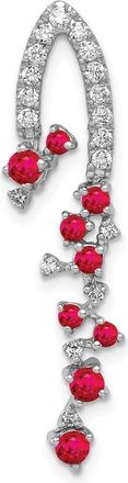 Diamond2Deal 14K White Gold Lab Grown Diamond & Created Ruby Pendant (0.21ct, VS, G-H)