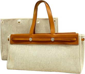 Herm&egrave;s Natural Toile H Tote Bag (Pre-Owned)