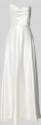 Luxuar Luxuar Abendkleid aus Satin mit Wasserfall-Ausschnitt in Offwhite, Gr&ouml;&szlig;e 34