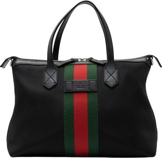 Gucci Black Techno Canvas Web Convertible Medium Tote (Authentic Pre-Loved)