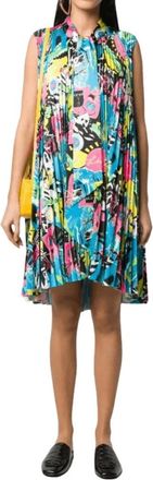 Balenciaga Neon Geplooide Overhemdjurk - Dames - Korte kleedjes - Veelkleurig - S - Polyester - Kleedjes