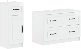 vidaXL Juego De Gabinete De Ba&ntilde;o De 2 Piezas Utrecht Blanco Brillante Vidaxl