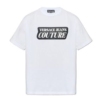 Versace Jeans Couture T-Shirts, male, White, Size: 2XL Logo Print T-Shirt