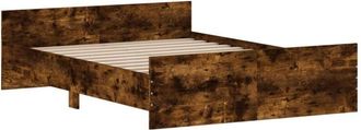 vidaXL Estructura De Cama Con Cabecero Piecero Roble Ahumado 135x190cm Vidaxl