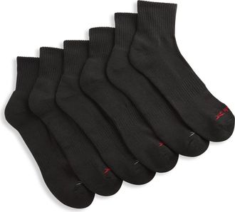 Reebok Big & Tall Vector 6-pk Quarter-Top Socks in Black at Nordstrom, Size 13Big