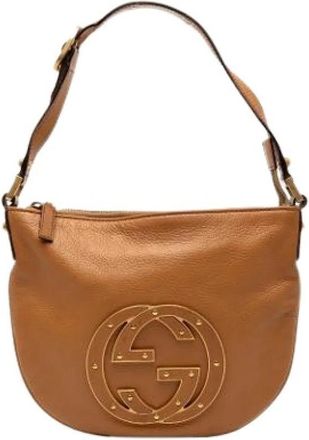 Gucci Pre-owned Small Blondie Hobo Bag - Dames - Vintage Schoudertas - Bruin - ONE Size - Leer - Vintage