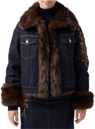 Ermanno Scervino Giubbotto interno e cristalli - Dames - Jassen - Blauw - S - Katoen - Jassen
