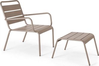 Oviala Sill&oacute;n reclinable y reposapi&eacute;s de metal topo