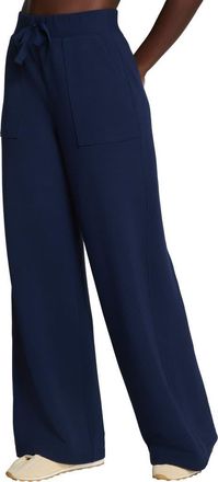 Spanx AirEssentials Wide Leg French Terry Rib Pants in Timeless Navy at Nordstrom, Size X-Large