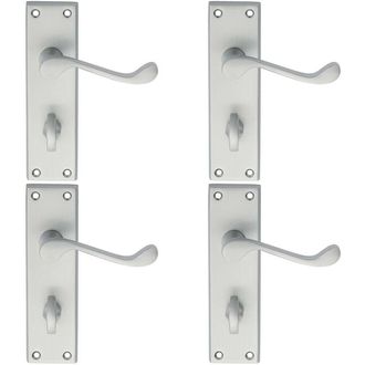 Loops 4x PAIR Victorian Scroll Handle on Bathroom Backplate 150 x 43mm Satin Chrome