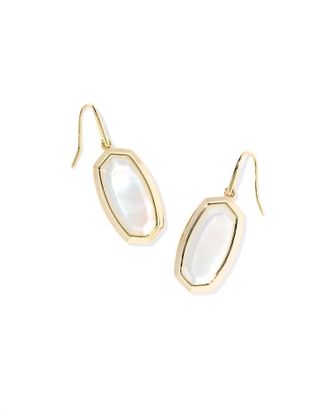 Kendra Scott Womens Dani Bezel Drop Earrings In Ivory Mother Of Pearl