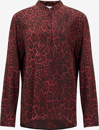 Stella McCartney Bio-Seidenbluse mit Leopardenprint