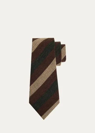 Ermenegildo Zegna Mens Wide-Stripe Wool Tie