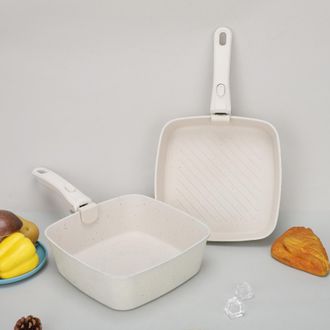 OEM Sart&eacute;n Grill De 24x24 Cm Con Mango Extra&iacute;ble, Sart&eacute;n Para Filetes Con Revestimiento Antiadherente, Apta Para Lavavajillas Y Horno (blanca)
