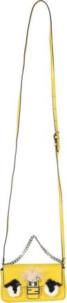 Fendi Fendi Yellow Leather Fox Fur Buggie Micro Baguette (Authentic Pre-Loved)
