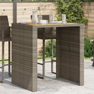 vidaXL Mesa Alta Jard&iacute;n Superficie Madera Rat&aacute;n Pe Gris 105x80x110 Cm Vidaxl