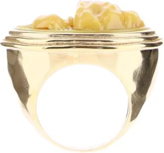Bottega Veneta Gold Carved Bone Ring