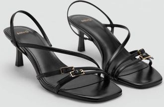 Mango Sandali fasce tacco kitten nero - Donna - 35 - MANGO