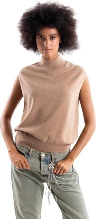 H2O Mitera Mouwloze Coltrui - Dames - Truien - Beige - Maat: L Wol