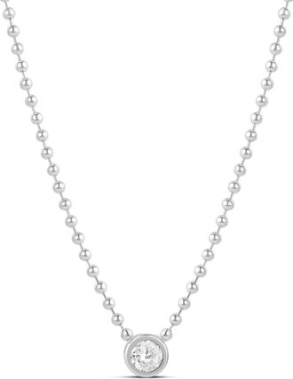 SHYMI Bezel Round Pendant Ball Chain Necklace - 18k Gold-Filled, Rhodium - Plated, Cubic Zirconia, Adjustable Chain