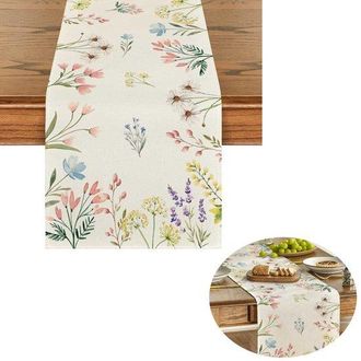 OEM Camino De Mesa Floral De Verano, Camino De Mesa Vintage, Camino De Mesa, Camino De Mesa De Algod&oacute;n Y Lino, Mantel, 33228cm, Juego De 1