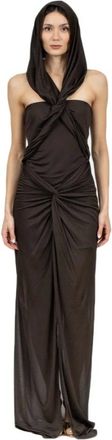 Giuseppe Di Morabito Kleedjes, Dames, Bruin, M, Bruine Gedrapeerde Viscose Lange Jurk