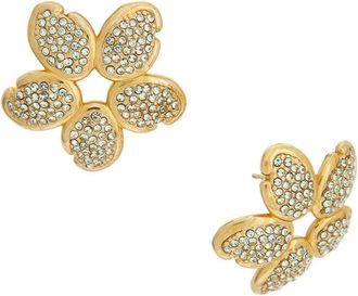 Oscar De La Renta Oscar De La Renta O Flower With Crystals Earrings