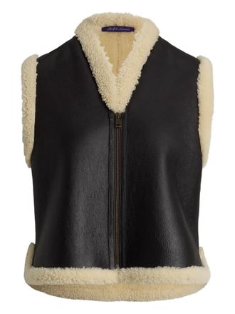 Ralph Lauren Collection shearling-trim leather vest - Brown
